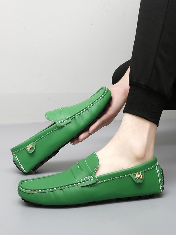 Men's Business Style Solid Color Slip-on Loafer Shoes, Fashionable Comfortable Flat Shoes for Daily Wear, Lightweight Breathable Shoes for All Seasons 8