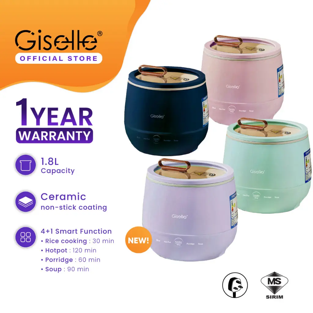Periuk Nasi Mini Elektrik, Digital, Kapasiti 1.8L, Kuasa 350W, dengan Periuk Dalam Seramik