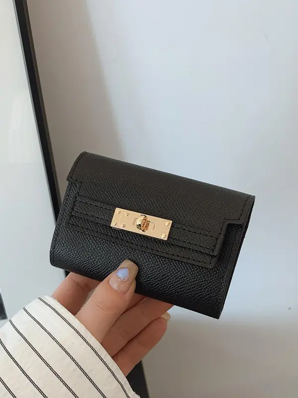 Women's Solid Color Litchi Embossed Wallet, Fashionable Multi Card Slot Wallet for Daily Used, Casual Trendy Versatile High-quality Daily Commuting Wallet 3