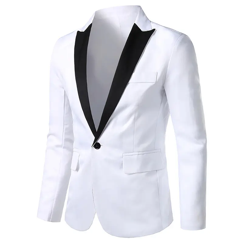 Áo Blazer Nam, gehirux, Thiết Kế Khối Màu, Dài Tay, Cổ Bẻ Một Nút, Dáng Ôm, Thích Hợp Cho Mùa Xuân Và Mùa Thu, Áo Khoác Vest Công Sở Menswear Jacket 4