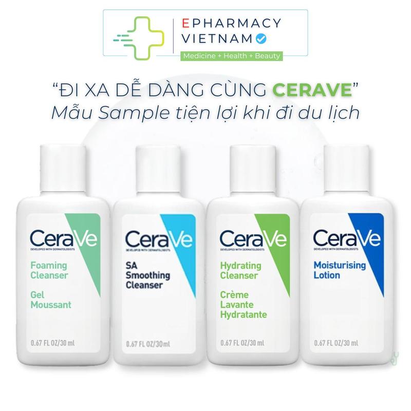 Sữa Rửa Mặt CERAVE Foaming | Hydrating | SA Smoothing & Moisturising Lotion Làm Sạch Dịu Nhẹ Cho Từng Loại Da 30ml