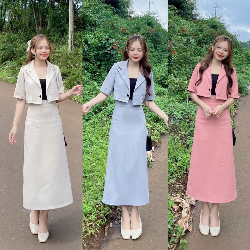 Set A dài+ Áo vest crop tay ngắn [Một Mẩu House]