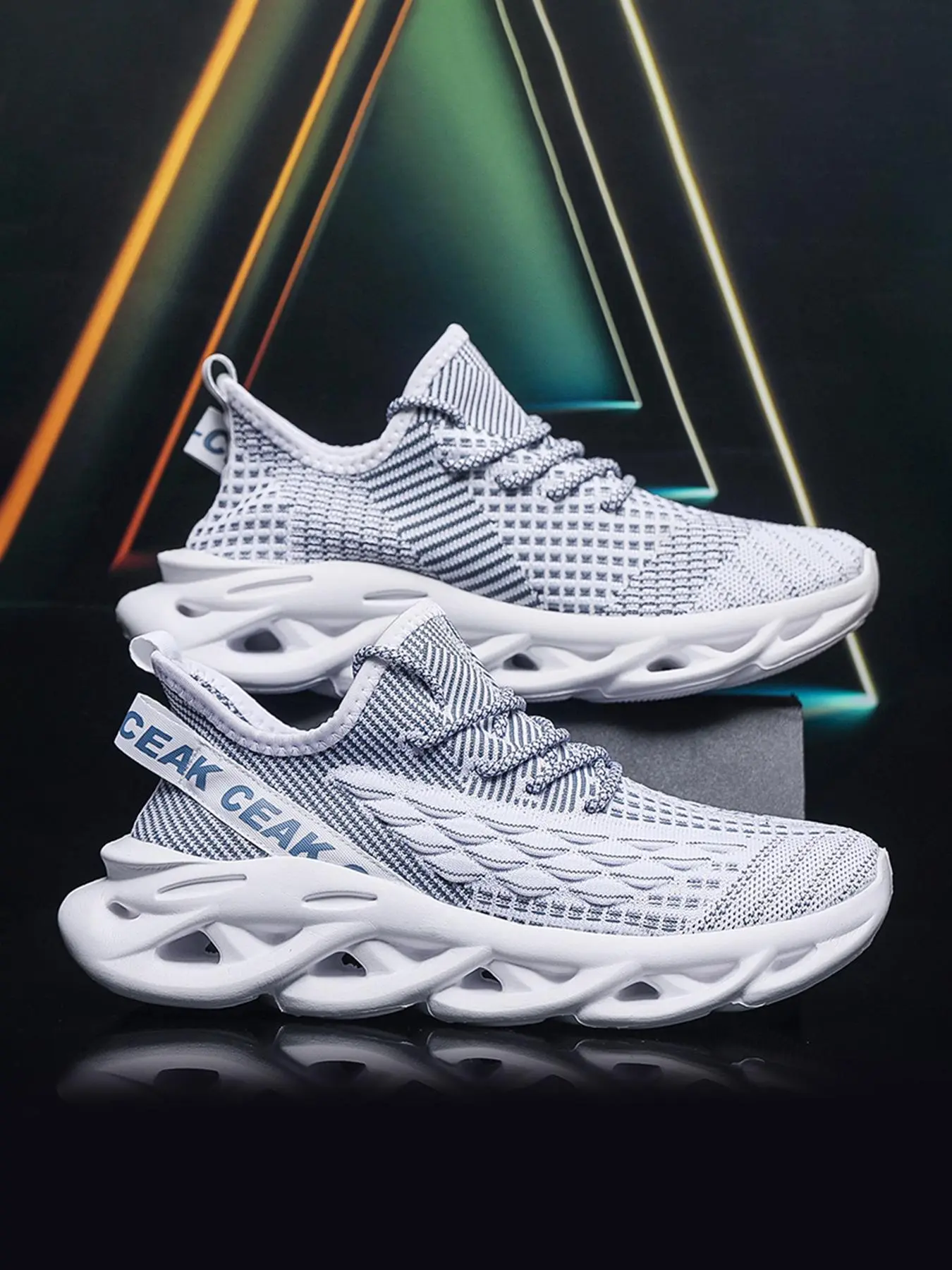 Men's Letter & Striped Pattern Cut Out Lace Up Running Shoes, Casual Breathable Comfortable Sports Running Shoes, Perfect for Students and Outdoor Sports, Gym Shoes