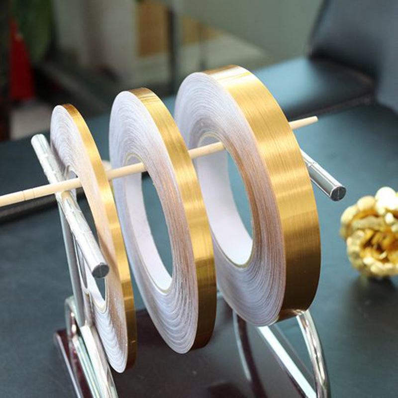Cuộn Chỉ Dán Viền Trang Trí Nội Thất Màu Vàng Đồng, Băng Keo Gạch Sứ Trang Trí
