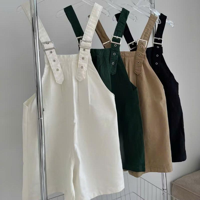 TIENSTYLE - Quần Short Yếm Kaki Quần Yếm Đùi Ống Rộng 5 Màu Form Rộng Quần yếm Đùi Khoen Cài Quần yếm jean Bigsize Đồ Noel Bigsize Nữ Quần Áo Tết Nữ