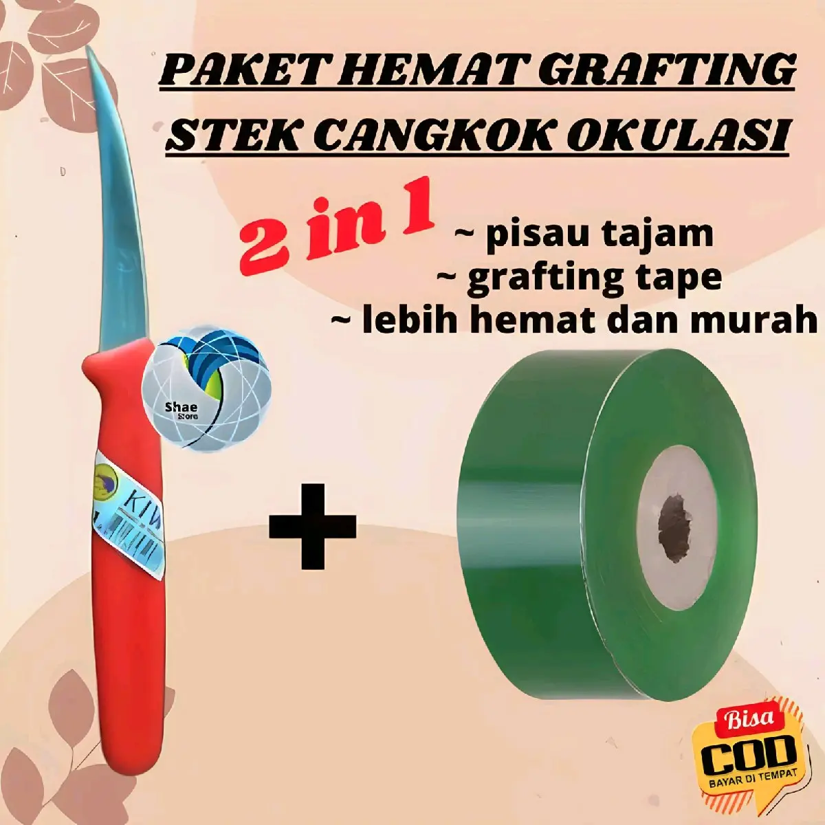 alat okulasi pisau grafting gagang merah + plastik grafting tape sambung pucuk dan cangkok tanaman