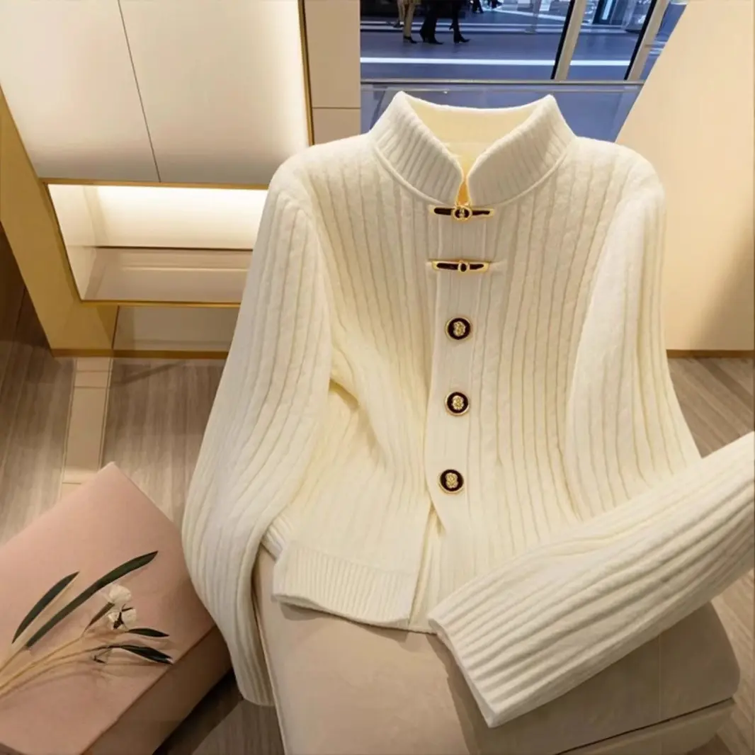 Áo Cardigan Dệt Kim, Cao Cấp, Mặc Mùa Thu Và Mùa Đông, Áo Len Trắng, Áo Khoác Ngắn, Dành Cho Nữ, Thiết Kế Phù Hợp, Rất Đẹp Women Top