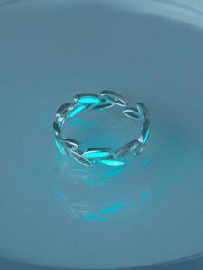 Glow in the Dark Leaf Design Cuff Ring,  Fashion Accessories for Women & Girls for Party, Daily Clothing Decor, Trendy All-match & Exquisite Jewelry for Birthday Gift