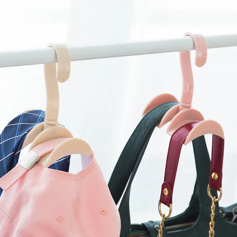 Creative 360 Degree Hanging Clothes Hook, Daily Solid Color Plastic Magic Any Angle Rotation Closet Hanger