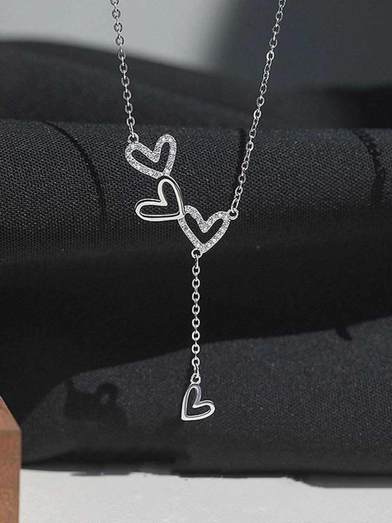 Product Introduction of S925 Sterling Silver Heart Shaped Pendant Necklace for Women, Fashion Jewelry for Party, Daily Clothing Decor, Trendy All-match & Exquisite Jewelry for Birthday Gift 4