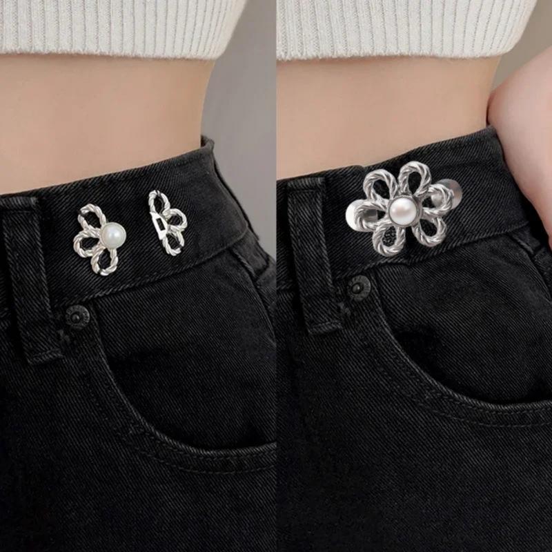 Product Introduction of Flower Shape Waist Buckles for Loose Jeans Skirts DIY Clothes Accessories Waist Closing Artifact Sewing-free Adjustable Retractable Floral Snap Button 14