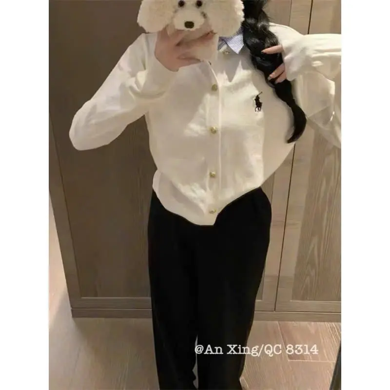 Áo Len pha cổ sơ mi thêu ngựa hàng QC  siêu mê