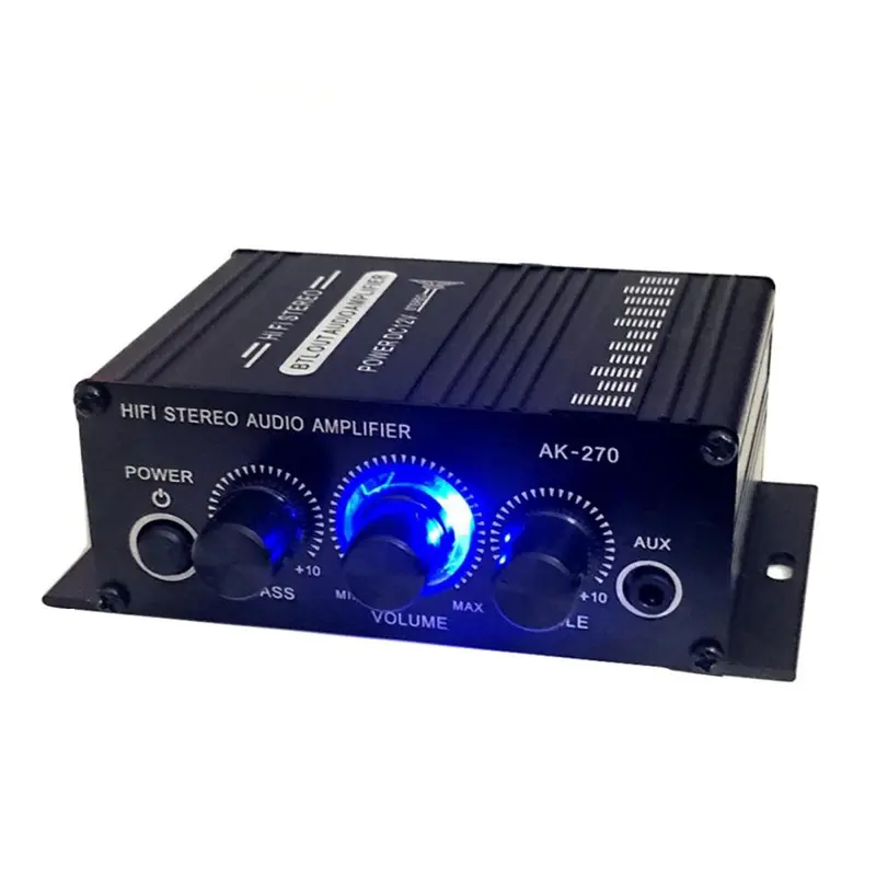 Bộ khuếch đại âm thanh nổi mini, AMP, 12V 2A, Âm thanh 2 kênh, Đầu vào âm trầm và âm bổng, 3,5 mm AUX, Thích hợp cho loa nguồn 7