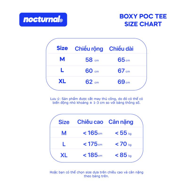 Product Introduction of [NEW COLORS] Áo Thun Form Boxy NOCTURNAL Boxy Poc Tee Cotton 100% Thêu Chữ Màu Pastel Nam Nữ Unisex Localbrand 21