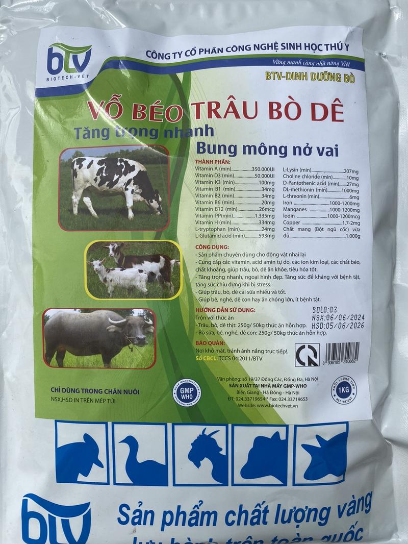 Product Introduction of 1 Kg Vỗ Béo Trâu Bò Dê Bột Giúp Bung Mông Nở Vai, Nhanh Lớn BTV-Dinh Dưỡng Bò 5