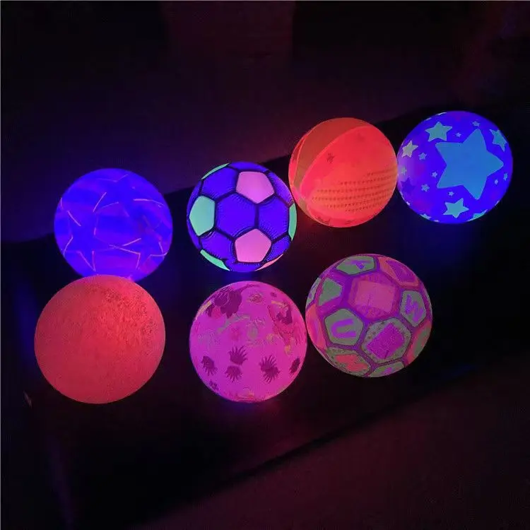 MK Mainan Bola Karet Motif Warna Warni Menyala Lampu LED Mainan Bola Anak Toys 3