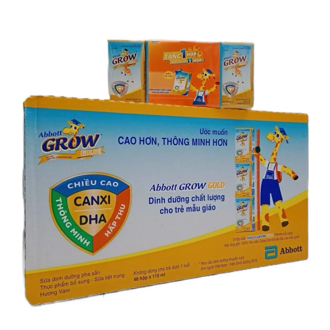 Sữa pha sẵn Abbott Grow Gold 110ml - Cho bé phát triển chiều cao (Thùng 48 hộp) sua huu cao