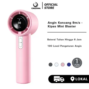 CREZONA Kipas Mini Turbo 100 Level Angin Kencang 9m/s Tampilan LED Baterai & Kecepatan USB Type-C Portable untuk Kantor & Travel FB09