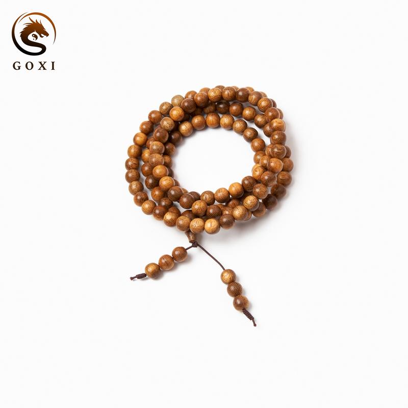 Tràng vòng tay gỗ trầm hương tốc cao cấp GOXI chính hãng, dây tràng trầm tốc 108 hạt phong thủy may mắn, Phụ Kiện sang trọng 4