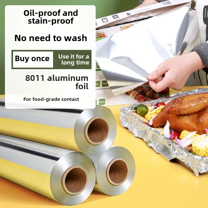Air Fryer Special Tin Scroll Baking Oven Barbecue Paper Household High Temperature Resistant Thickened Food Grade Large Aluminized Paper
