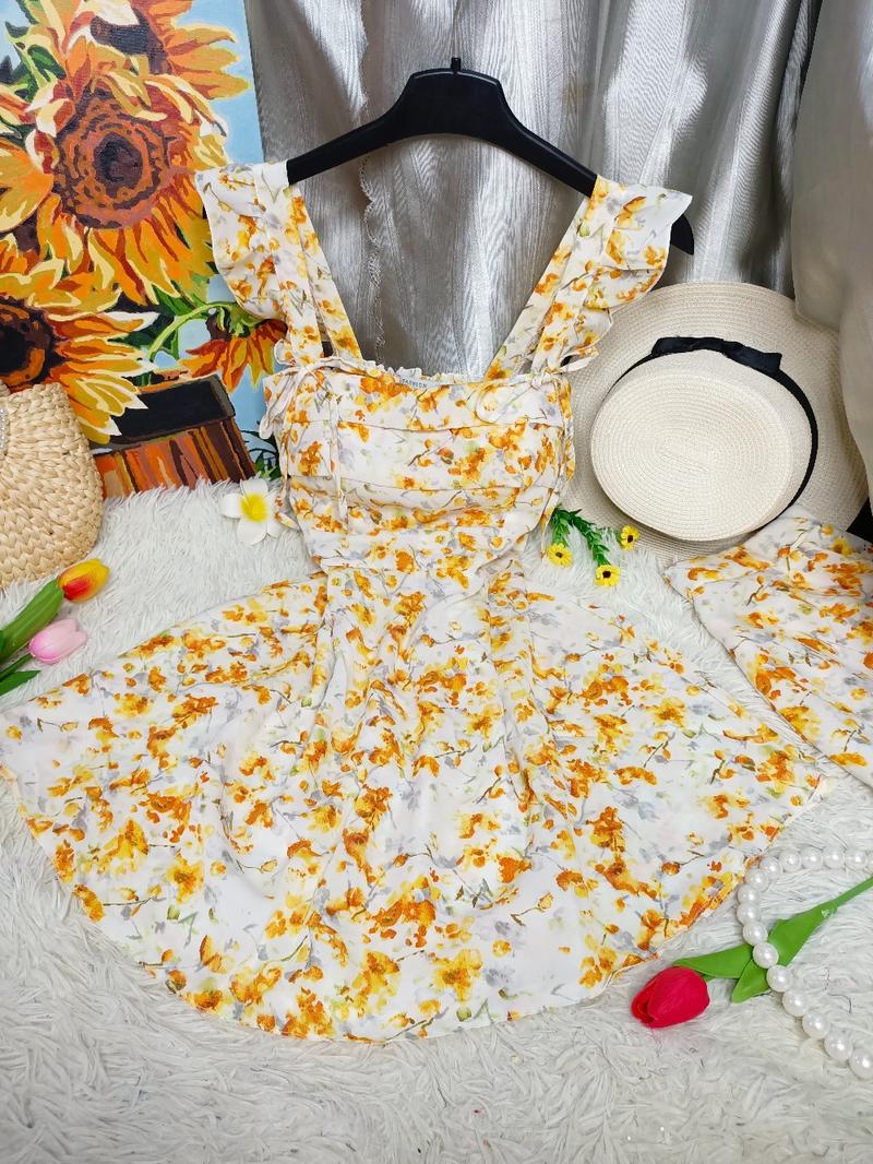 Product Introduction of Set đầm ngắn cánh tiên cột nơ, có mút. Dáng trên gối (kèm quần) 7