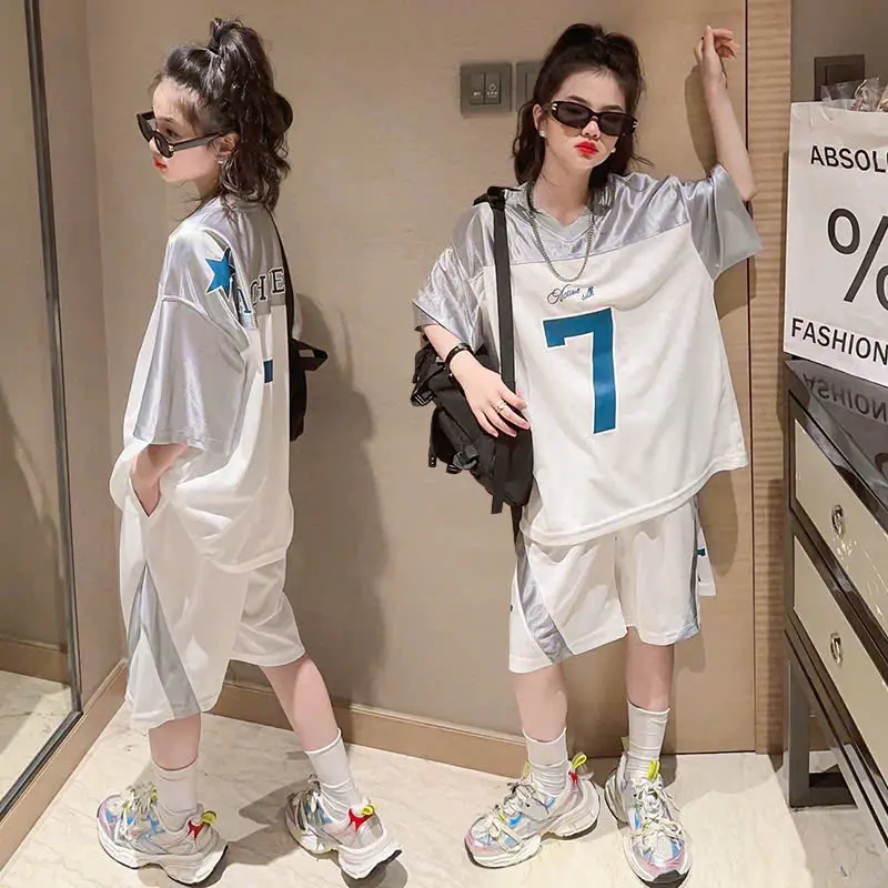 Bộ quần áo thể thao hè bé gái 18-50kg từ 6-16 tuổi số 88 chất cotton bóng. Đồ bộ bé gái, sét đồ bé gái 7