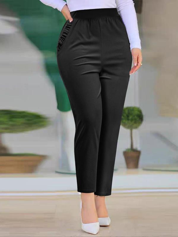 Women's Solid Color Pants, Casual Comfy Trousers for Daily Wear, Ladies Bottoms for All Seasons 4