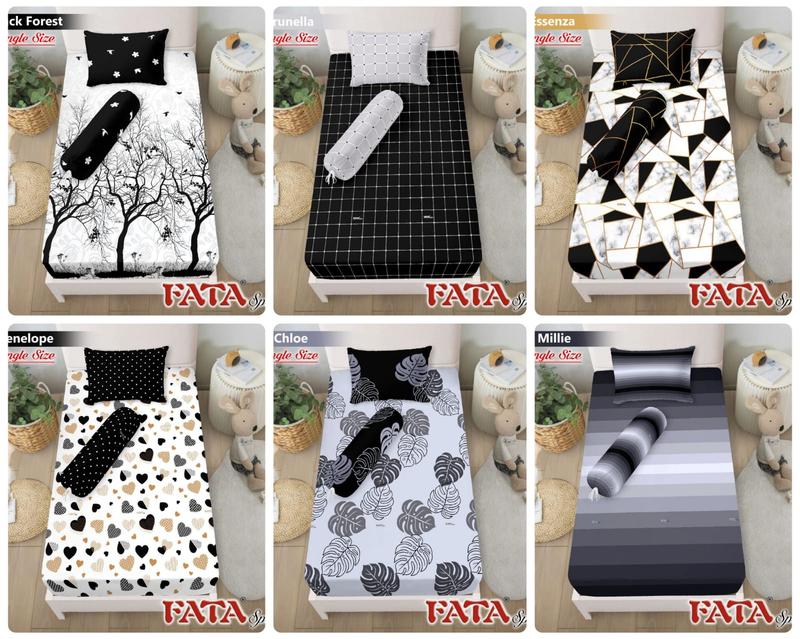 Product Introduction of FATA SPREI MONOKROM SINGLE 120x200X20, 100X200X20 & 90X200X20 Bantal Guling Karet 5