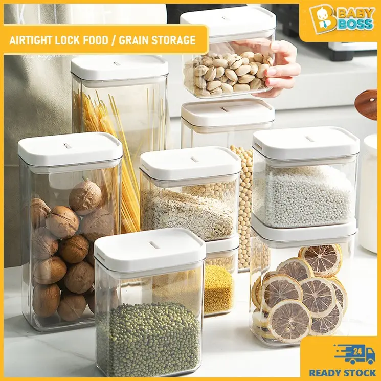 BabyBoss Airtight Lock Food Container Kitchen Storage Food Grain Box Spice Jar Multi-purpose Leak Proof Bekas Makanan