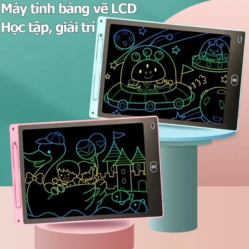 Bảng viết thông minh LCD tự xóa 16inch, 12inch, 10inch, 8,5 inch cho bé tập vẽ, viết 0