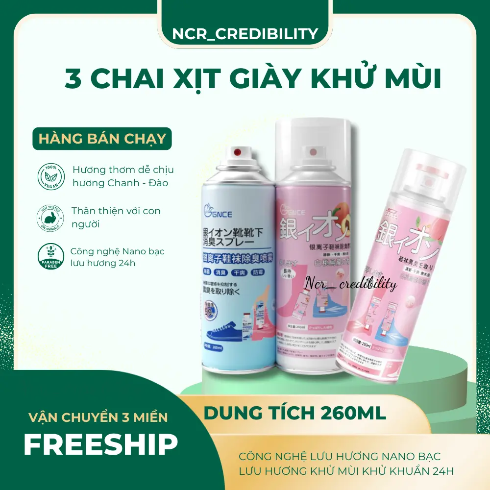 3 Chai Xịt Khử Mùi Giày Dép Công Nghệ Nano Bạc Ncr_Credibility