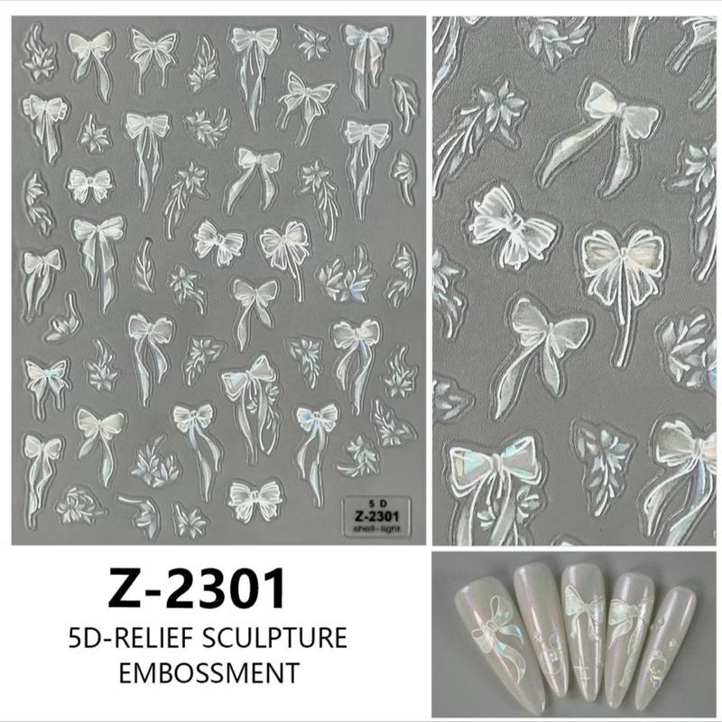 Sticker dán móng tay hình nơ vỏ sò 5D. Sticker hình nơ 5D cao cấp Nữ