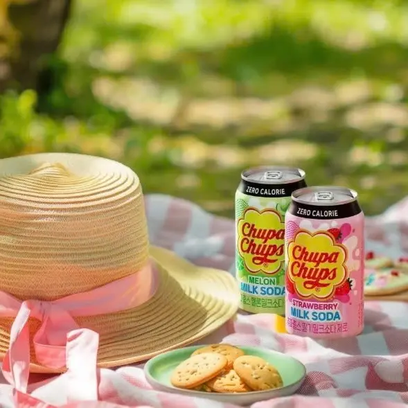 ￼Soda Sữa Chupa Chups  Milk Soda Lon 350ML Hàn Quốc Thơm Ngon Giải Khát Sảng Khoái