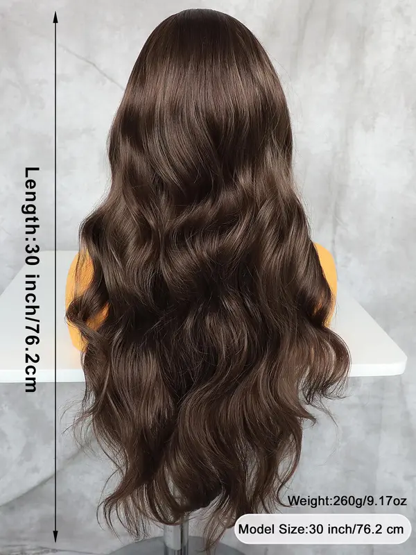 30 Inch Long Wavy Synthetic Wigs for Women, Gorgeous Fluffy Wigs without Bangs, Heat Resistant Synthetic Lace Front Wigs for Party, Daily Use 7