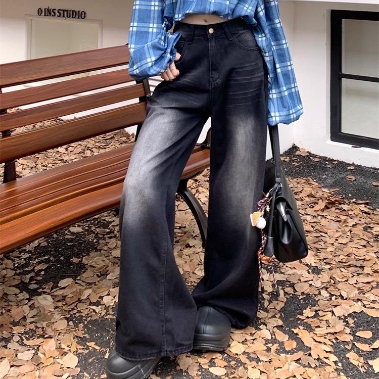 Deal Mở Bán Jean Wash Unisex Nam Nữ Màu Đen Khói Dài Ống Suông Rộng Cạp Trễ Tôn Dáng Mặc Đi Làm Đi Chơi Đi Học Form Có Túi - Form Dáng Chuẩn Đẹp bò bò jean Pants quan jeansuong calem club Quần