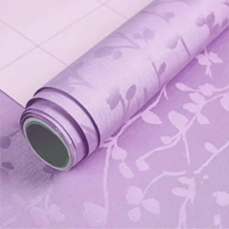 Wallpaper Dinding Ungu Polos Bertekstur Salur Daun Mewah Elegan Modern Kekinian Terbaru Kertas Pvc 2