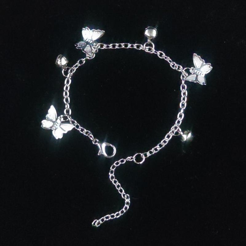 Gelang rantai dengan loket loceng rama-rama untuk wanita, gelang ...