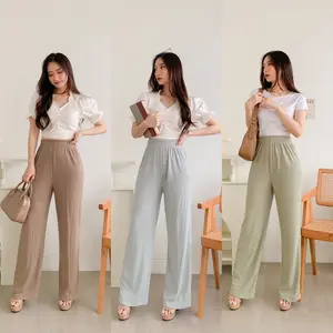 Lily Kulot Knit Rajut HighWaist (Tanpa Saku) Celana Wanita