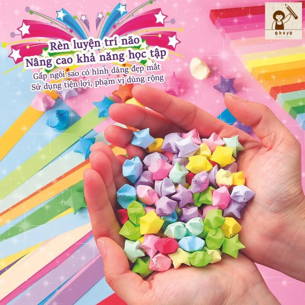 540 tờ giấy gấp, dài 24 cm, giấy gấp origami với nhiều màu sắc rực rỡ để lựa chọn
