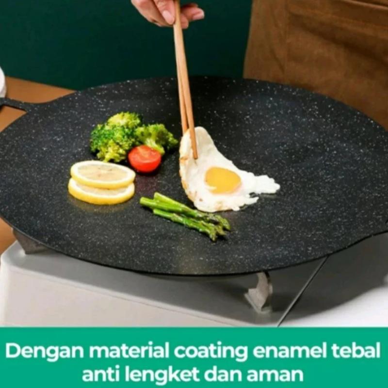 Wajan Multifungsi Konduksi Griller Pan Bbq 34Cm Alat Bakar Panggang Danging Ikan Dan telur Anti slip Outdoor Barberque Keramik Peralatan Teflon Kitchenware Gratis Ongkir Masak Sayuran 5