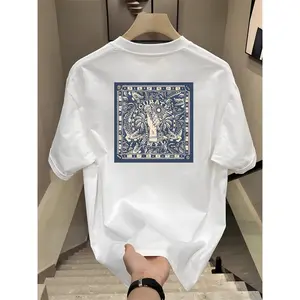 Kaos Distro Pria  Kaos lengan pendek katun putih kelas atas musim panas 2025 musim panas  pasang baru gangster gangster tampan longgar atasan leher bulat model priaPakaian Berkualitas kaos  Dasar Pria Kaos Santai Kaos Hipster Kaos