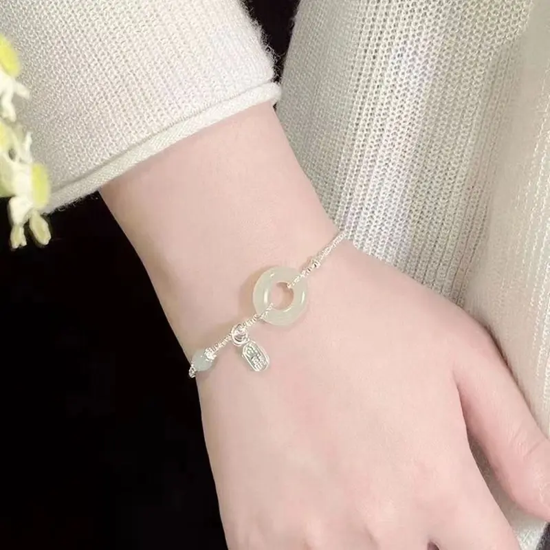Vòng tay khóa an toànS925 Sterling dành cho phụ nữ, Màu bạc , may mắn, Màu bạc , Ins, nhỏ, mới, Trung Quốc, tinh tế, bạn gái, quà tặng 8
