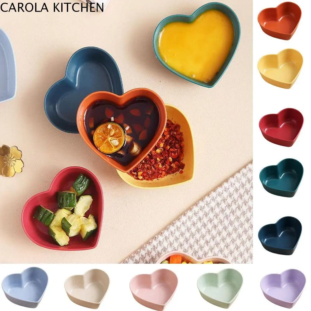 CAROLA KITCHEN Creative Wheat Straw Heart Shape Seasoning Dish Nordic Style Washable Salted Cabbage Dish Unbreakable Mini Sushi Seasoning Dish Restaurant