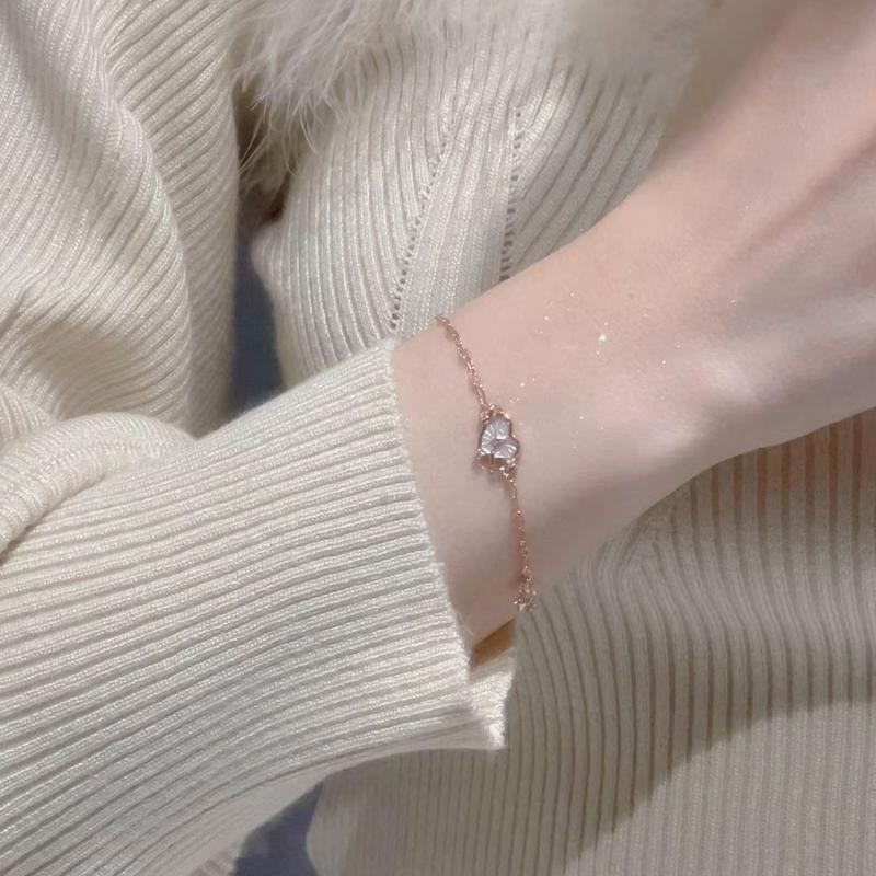 S925 Sterling Silver Senz Track Light Luxury Minority High Sense Sweet Loving Heart Bracelet and Necklace Set Girlfriends for Girlfriend 3