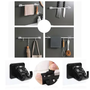 Bracket pengait tiang gorden fleksibel tongkat ajaib kolong dapur tiang tirai kamar mandi Hitam Shower dapat disesuaikan white flower vine Stretchable Plain