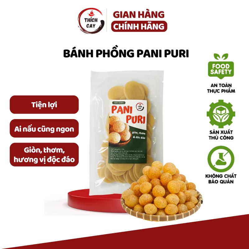 Bánh Pani Puri hình quả bóng tròn chiên giòn phồng to thơm đặc biệt Snack Food thơm ngon
