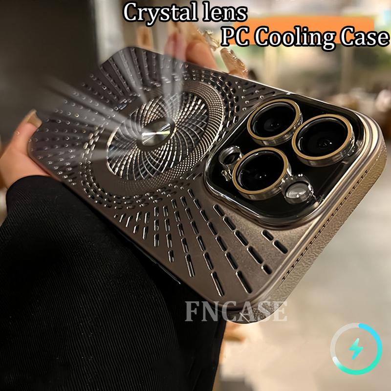 Ốp Cứng PC Từ Tính Làm Mát, Mạ Điện, Bảo Vệ Camera, Dành Cho iPhone 12 13 14 15 16 Pro Max Ốp, 16PLUS, Kín Hoàn Toàn, Ốp Lưng Chống Sốc