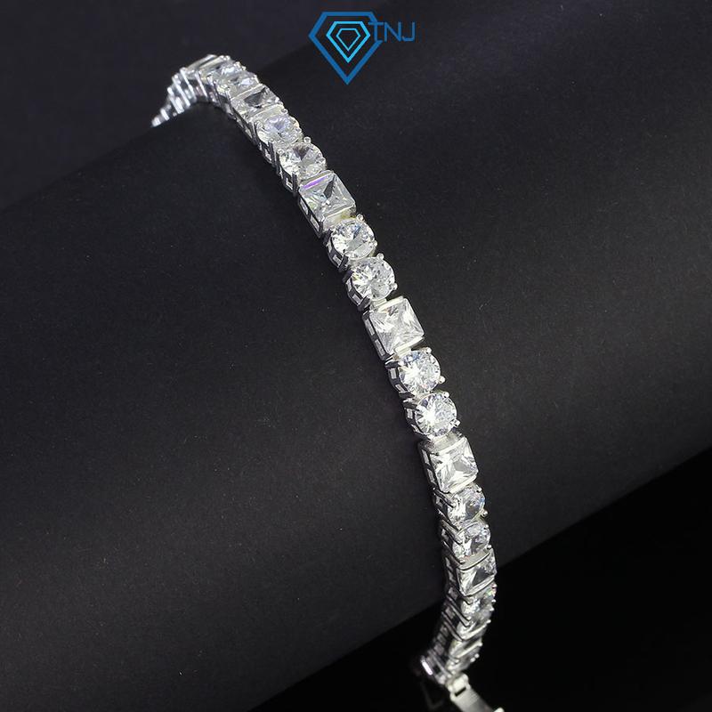 Lắc tay Tennis bạc cho nam đính đá vuông tròn LTA0115