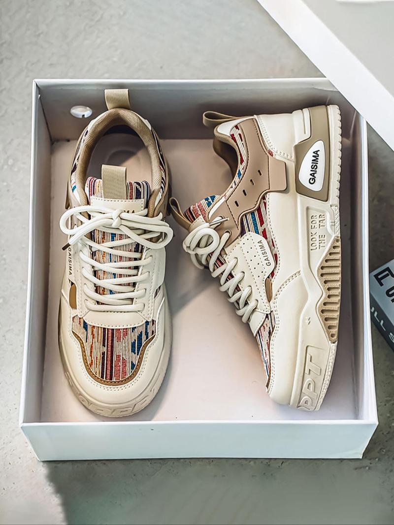 Product Introduction of Men's Fashionable Colorful Lace Up Low Top Sneakers, Casual Comfortable Sports Running Shoes, Trendy All-match Sneakers for Daily Wear 3