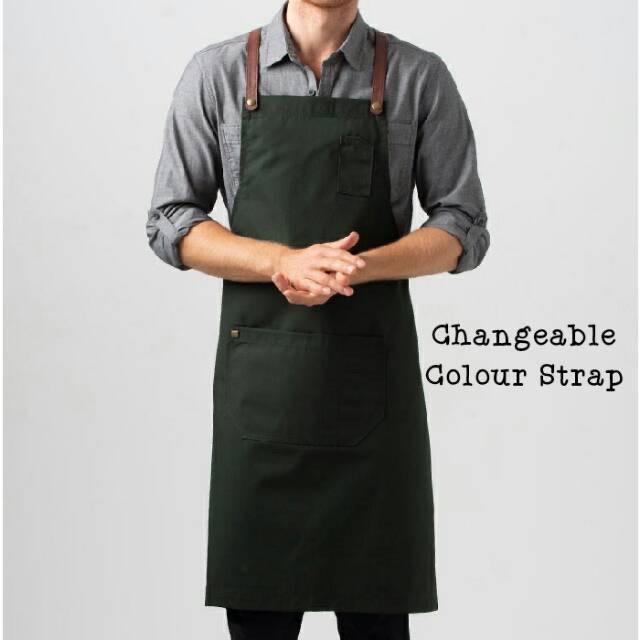 Apron Barista Celemek Barista Restyle Drill Celemek Custom Barista Original Handmade Unisex Tali Tali 0